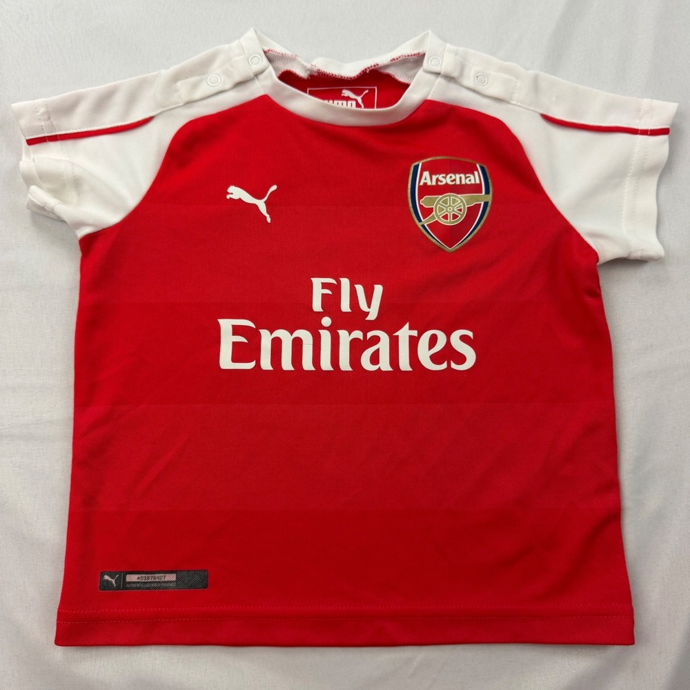 Puma Arsenal Jersey Kids 9/12 Months Red White Fly Emirates Soccer Shirt 747586